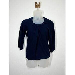 Vince Womens Navy Cashmere Sweater Large Draped Scoop Neck